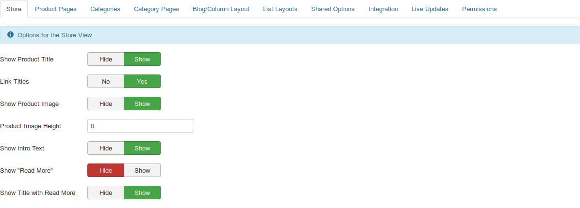 MyMuse Configuration Store Options Administration