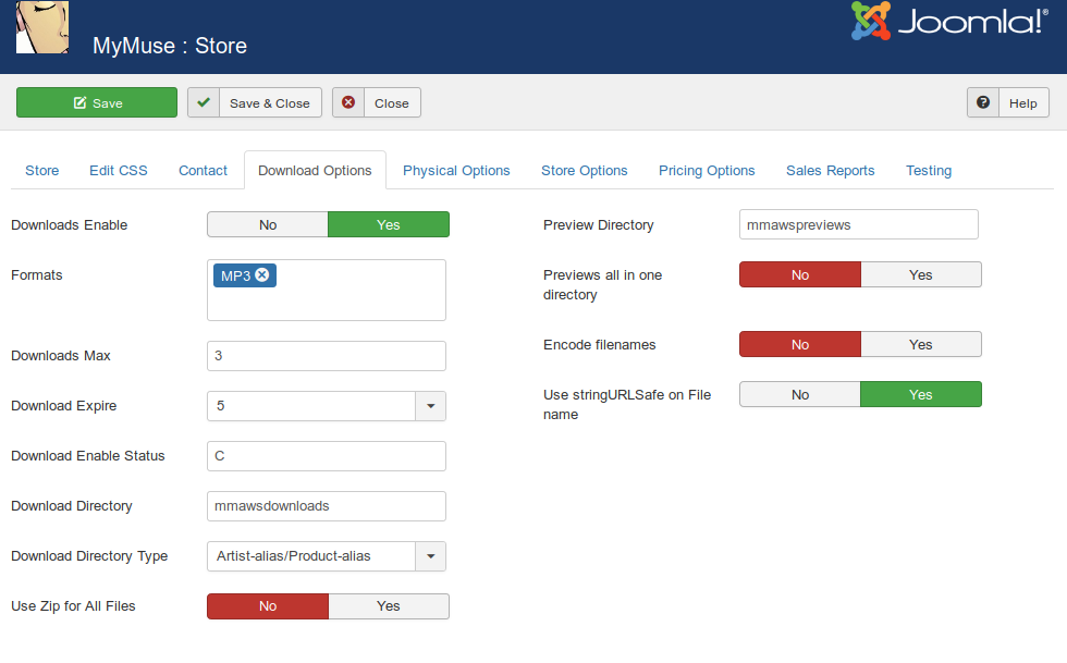 MyMuse New Store Download S3 Administration